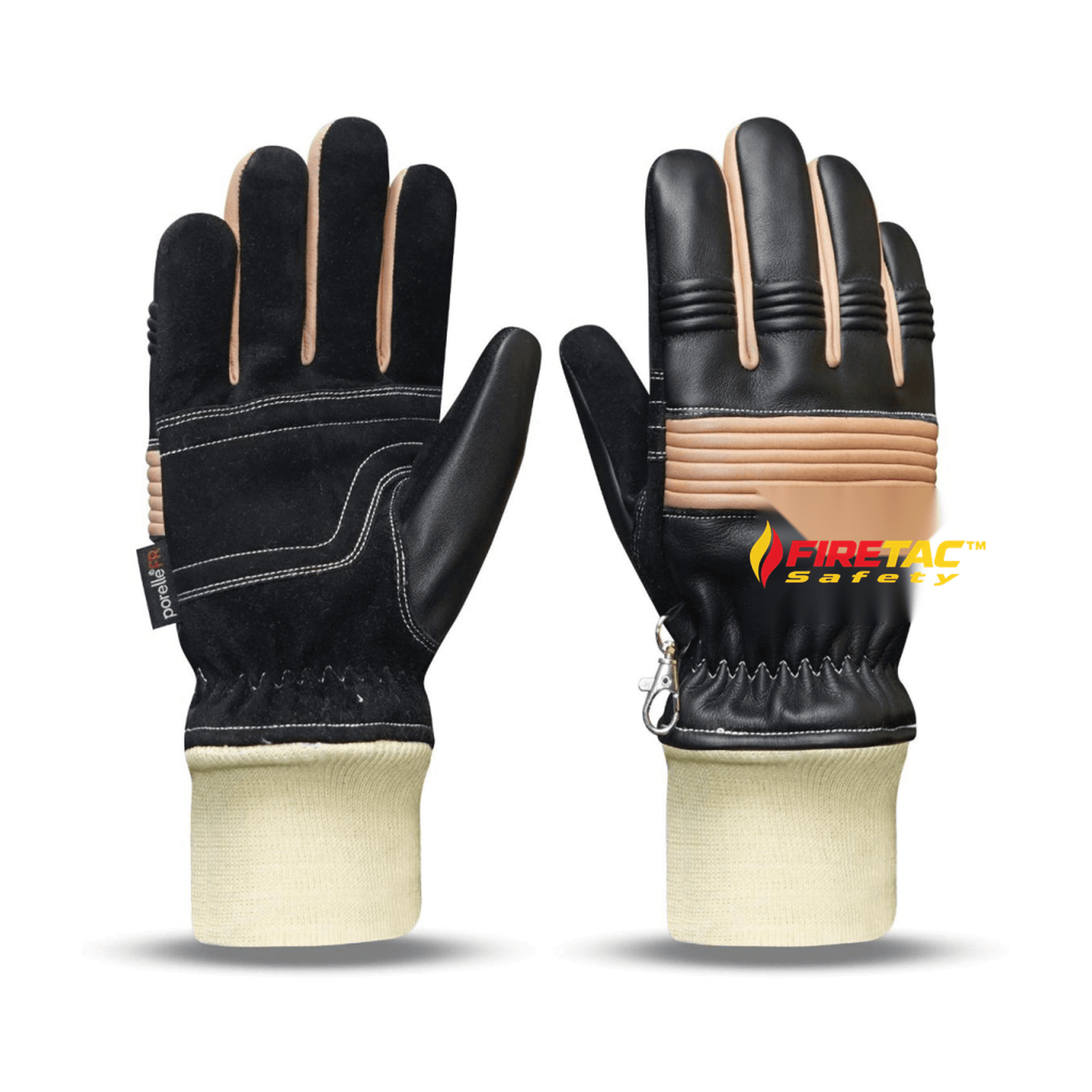 FIRETAC REX-10 Tan & Black Structural Firefighter Gloves - Image 2