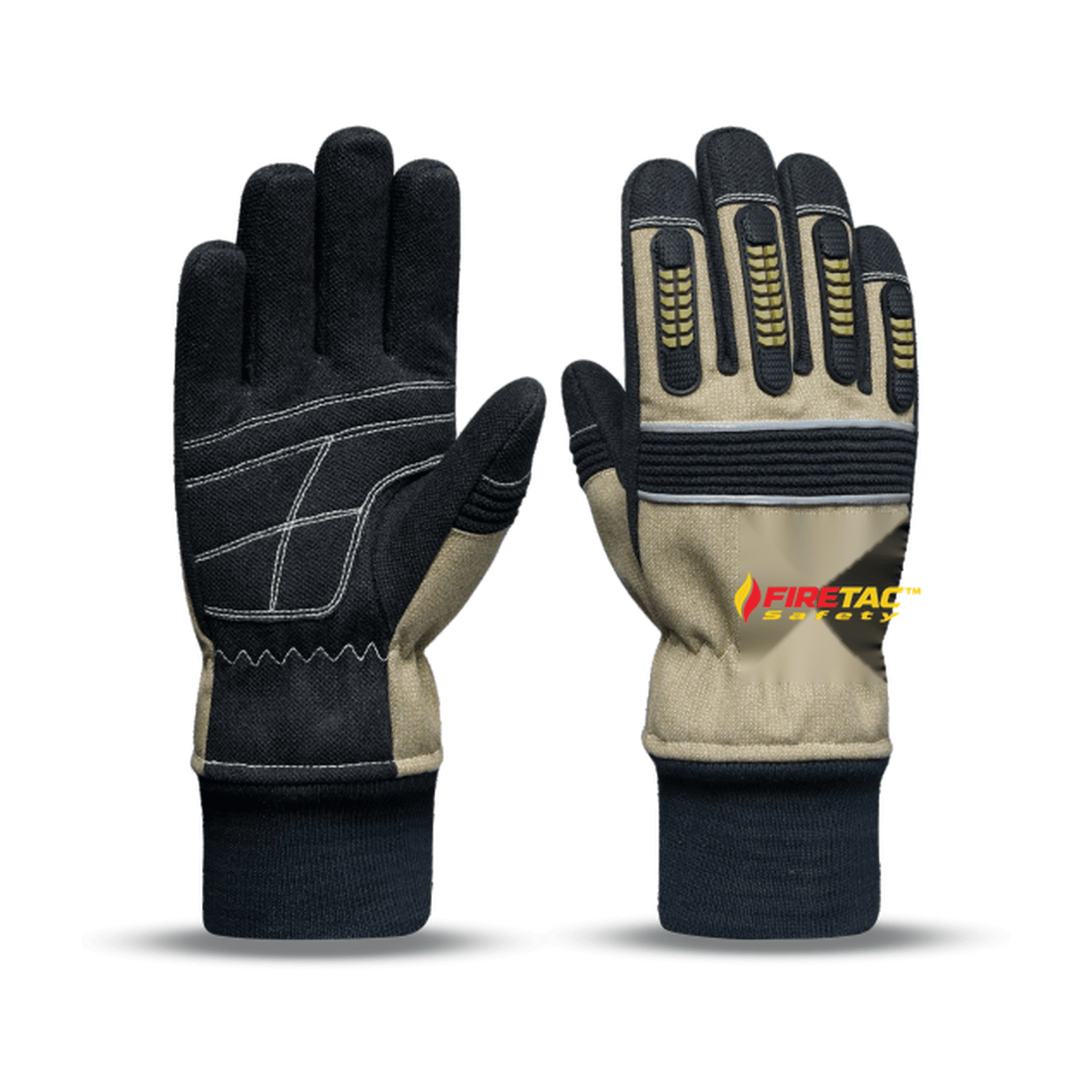 FIRETAC REX-5 Tan & Black Structural Firefighter Gloves - Image 2