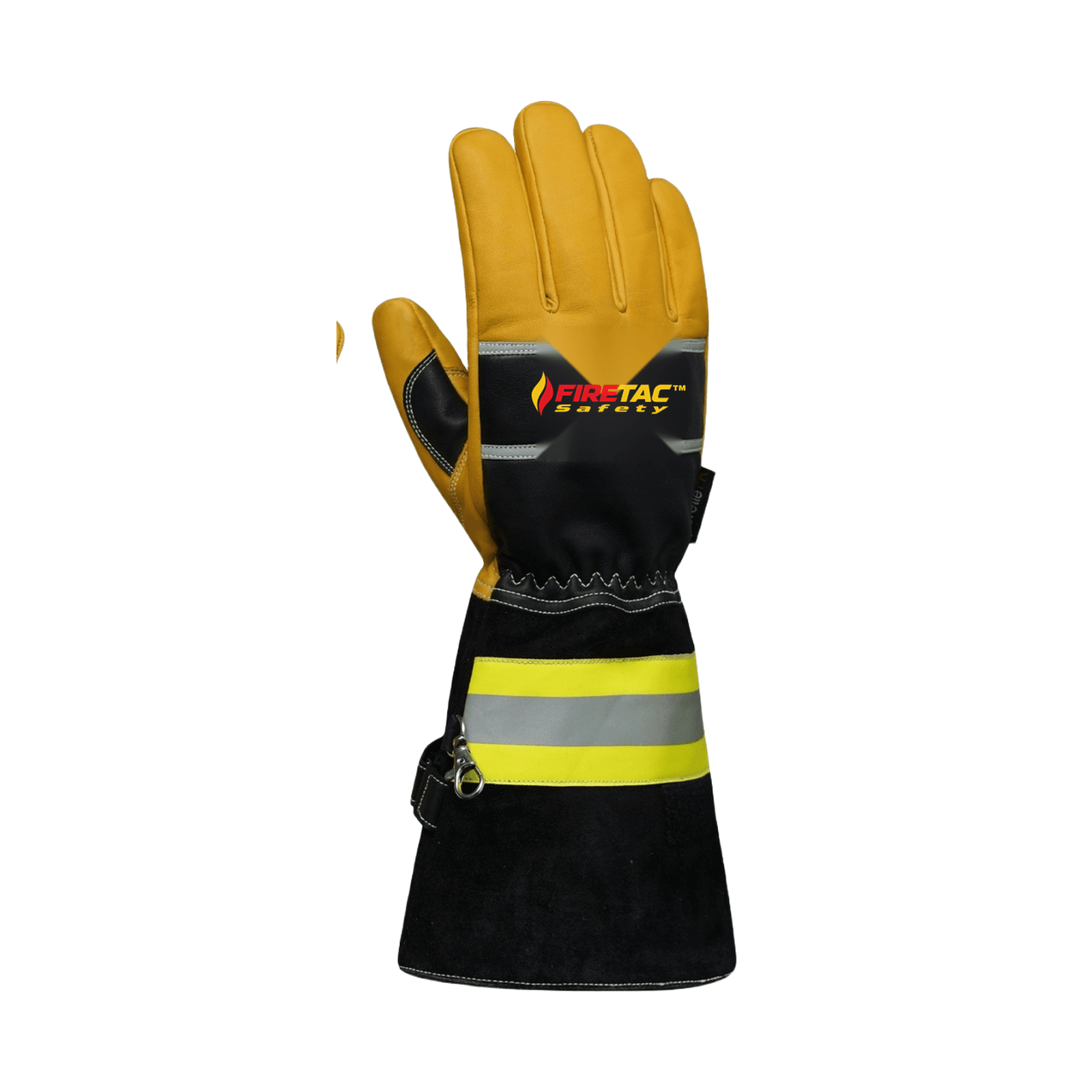 FIRETAC REX-8 Yellow & Black Structural Firefighter Gloves - Image 3